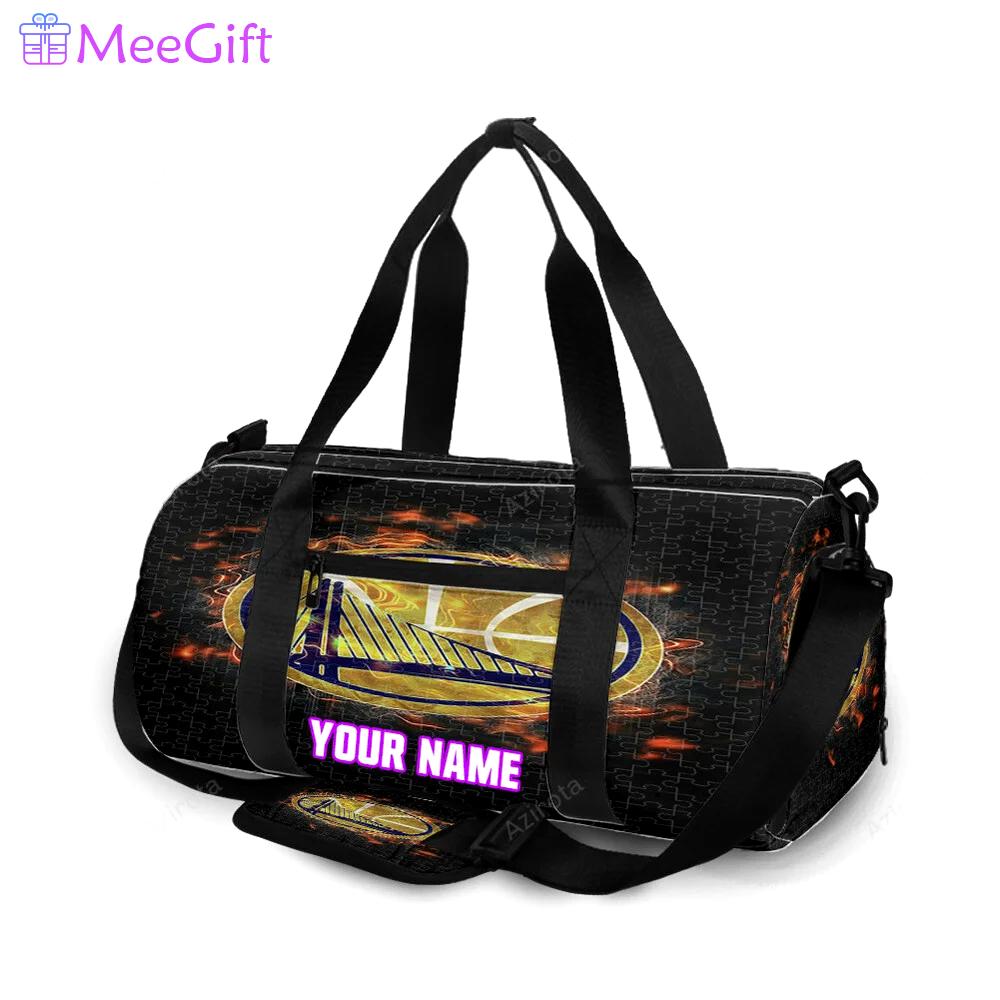 Golden state warriors texture emblem puzzle personalized name travel bag gym bag 1842 Travel Bag