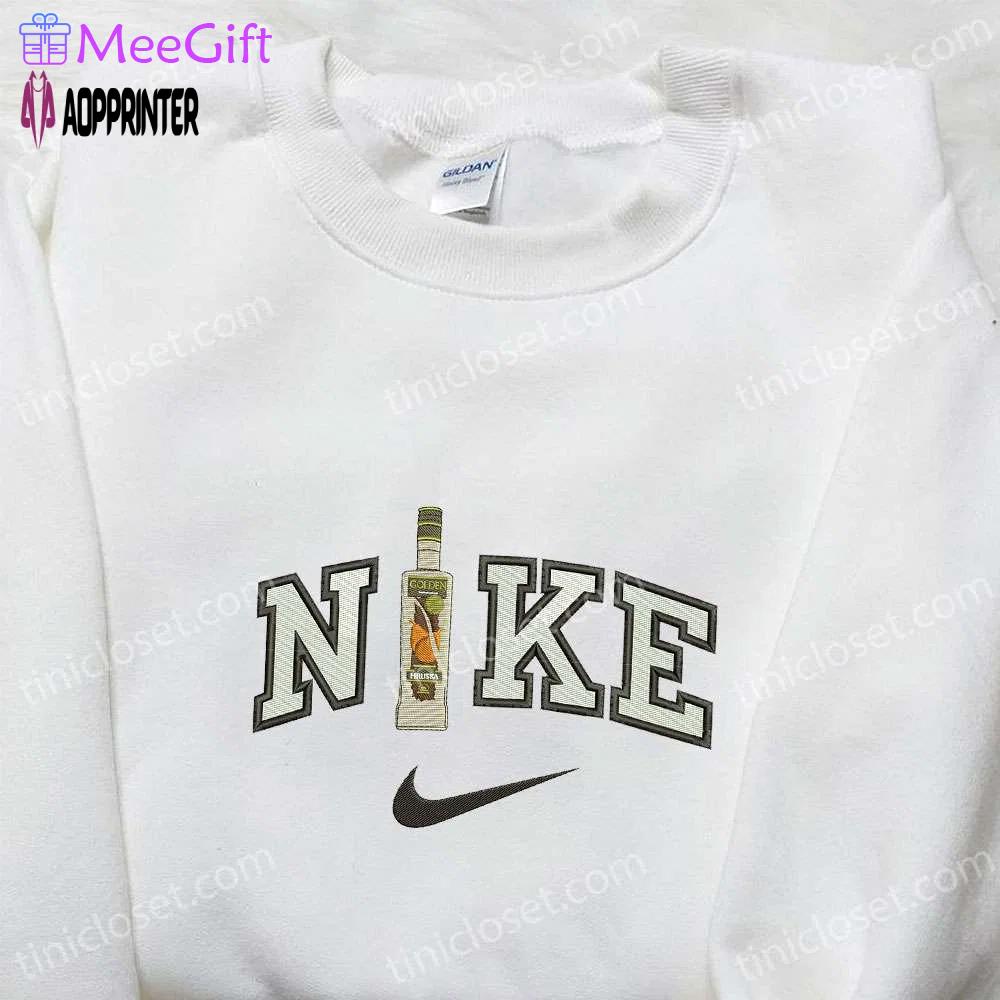 Golden wine bottle x nike embroidered shirt & hoodie: best gift ideas for dad – favorite foods & drinks Embroidered Shirt