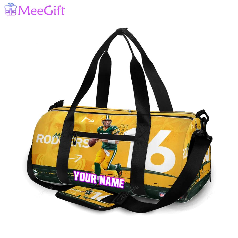 Green bay packers aaron jones no12 v5 personalized name travel bag gym bag 226 Travel Bag