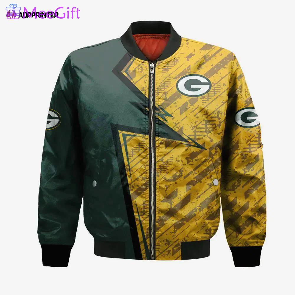 Green bay packers bomber jacket 3d printed abstract pattern sport Bomber Jacket