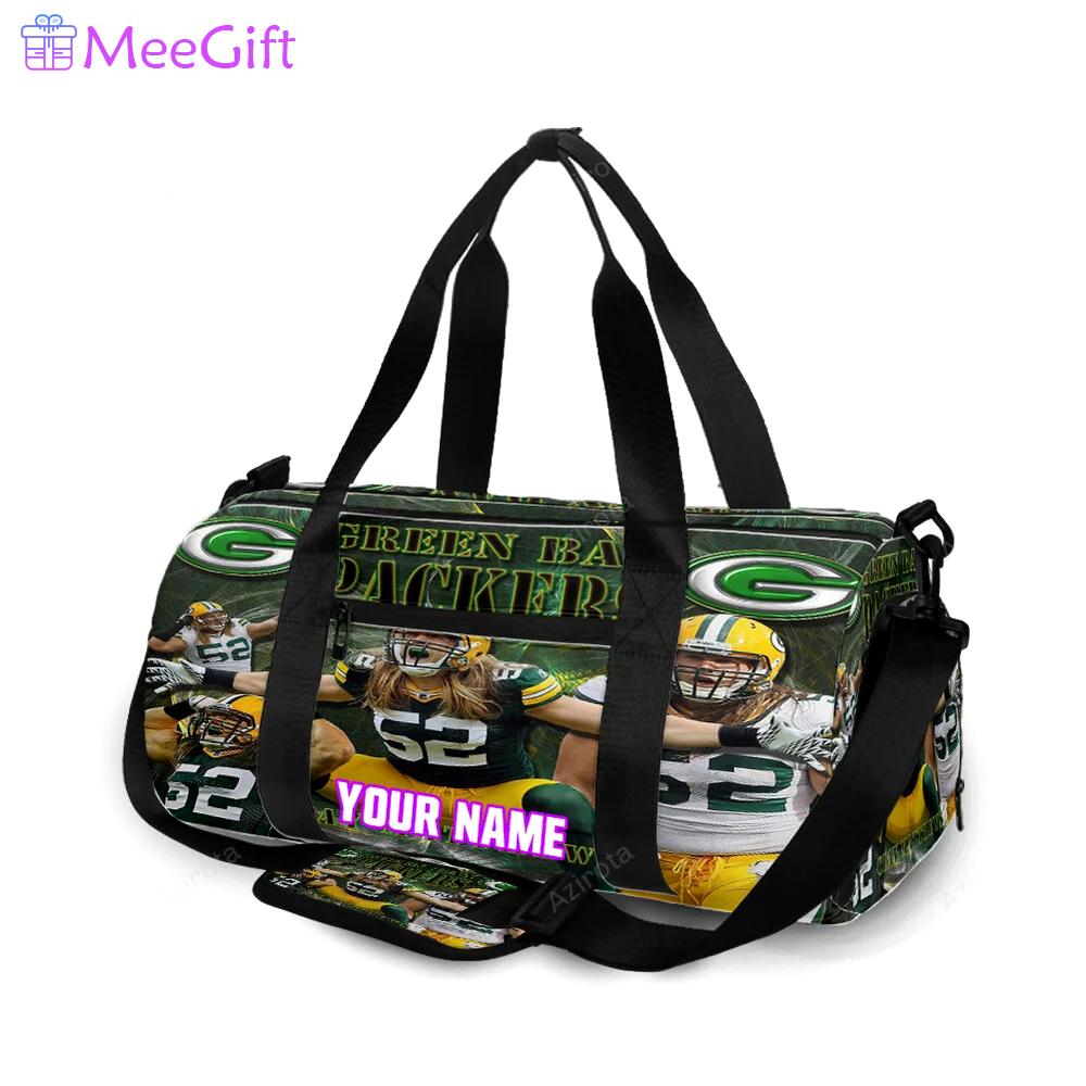 Green bay packers clay matthews no52 v2 personalized name travel bag gym bag 1120 Travel Bag