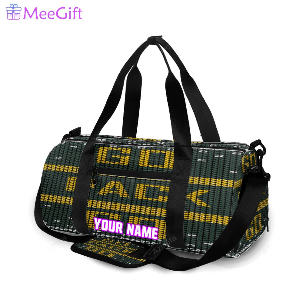 Green bay packers go pack go texture print personalized name travel bag gym bag 1417 Travel Bag