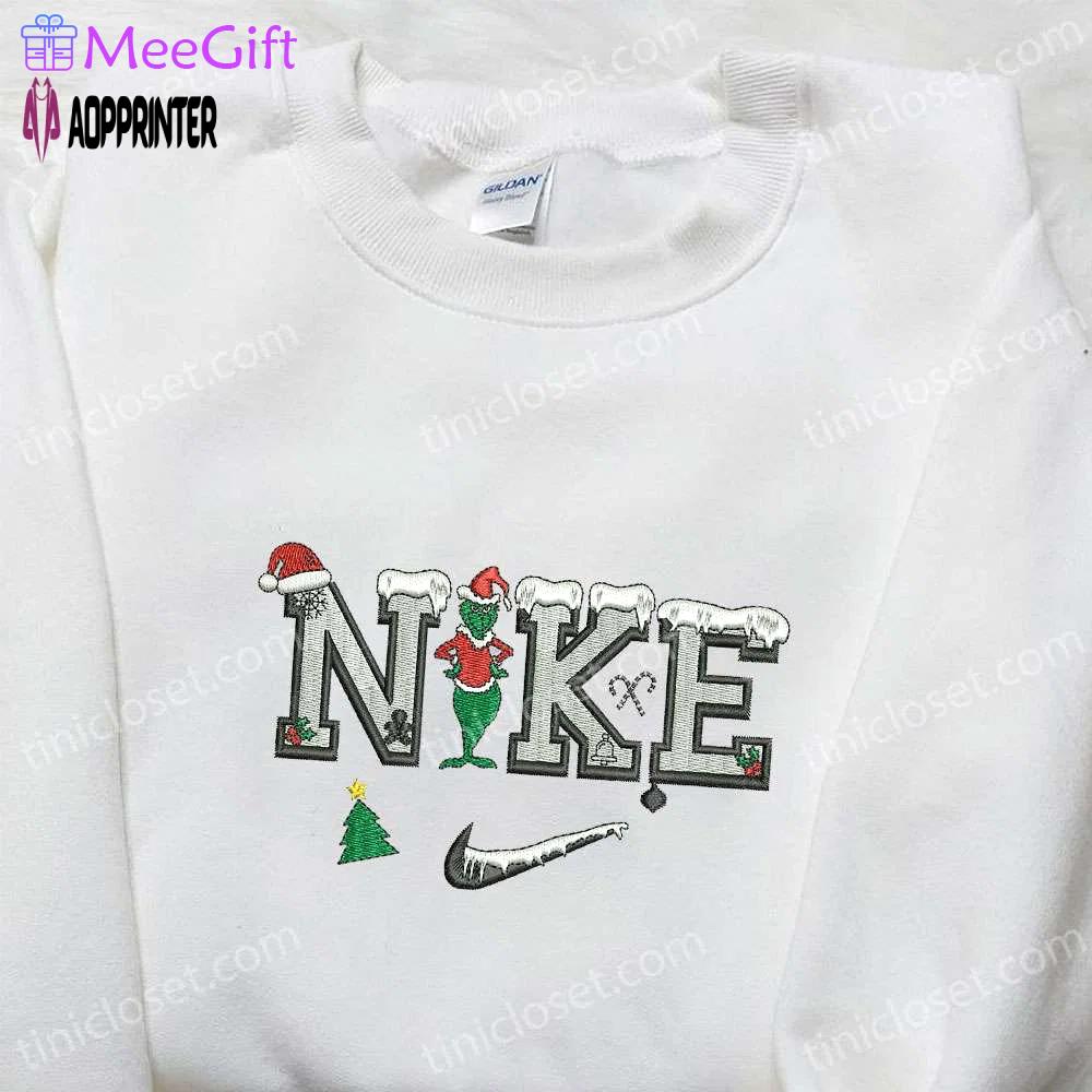 Grinch christmas x nike movie embroidered hoodie & shirt – best christmas gift ideas Embroidered Shirt
