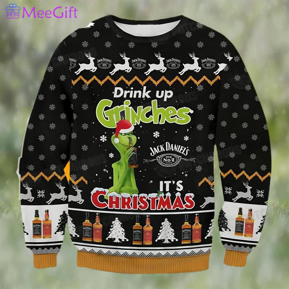 Grinch drink up ugly christmas sweater 3d funny gift Christmas Ugly Sweater