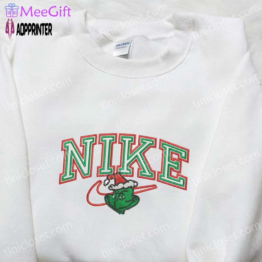 Grinch xmas x nike movie embroidered hoodie & shirt: best christmas gift ideas Embroidered Shirt
