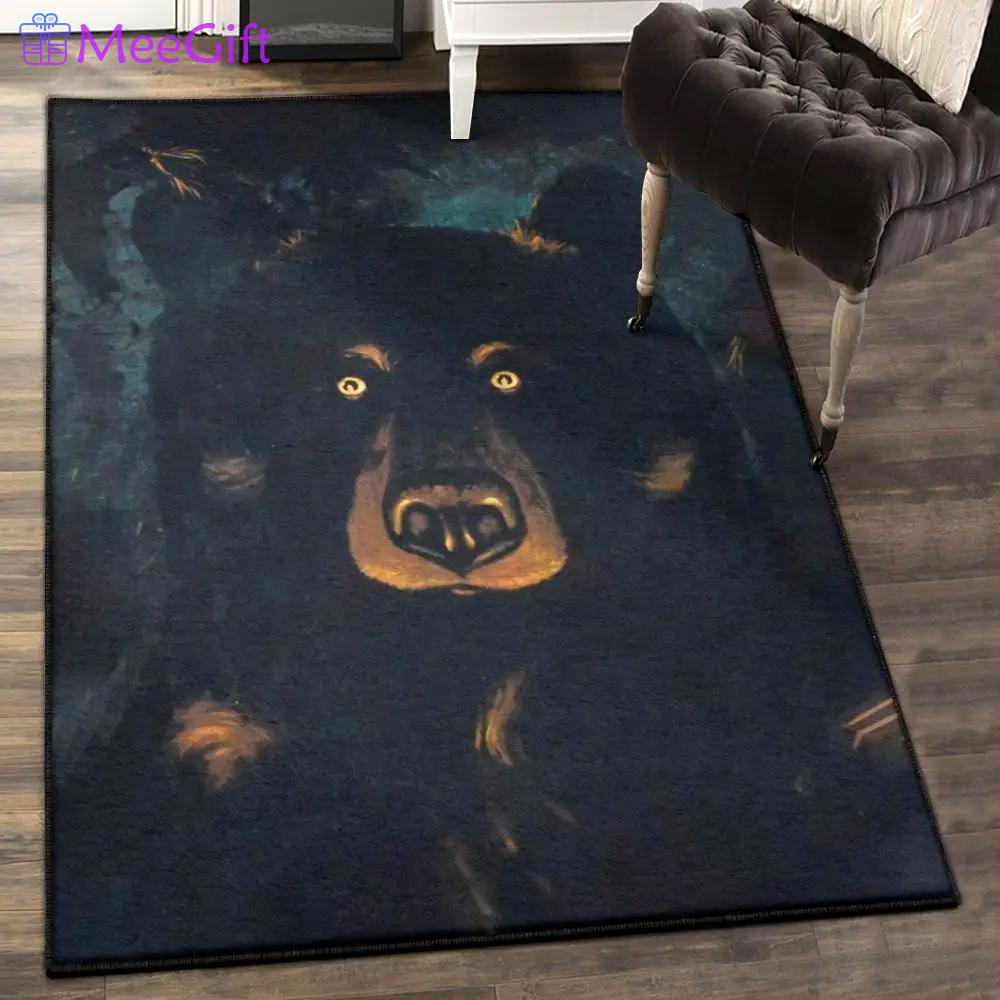 Grizzly bear living room rugs, black bear rug Rectangle Rug