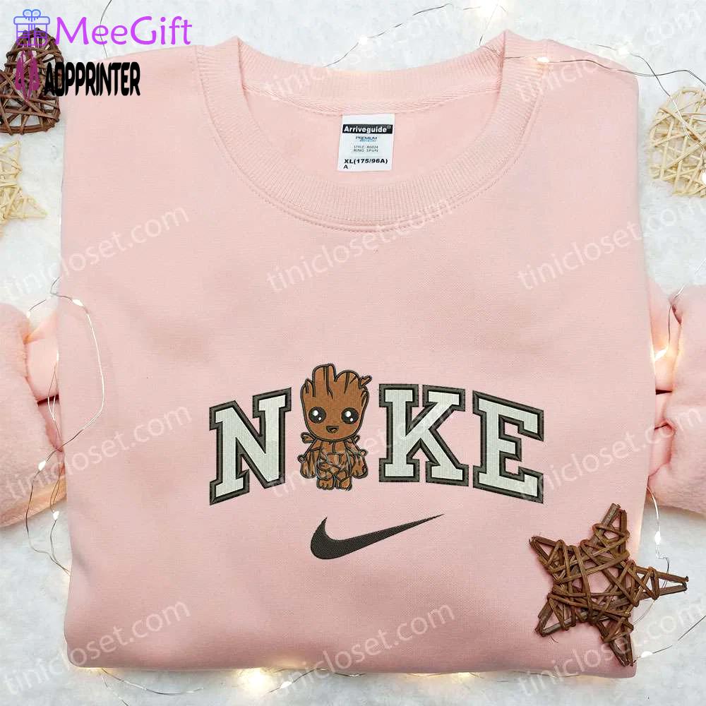 Groot x nike movie embroidered sweatshirt marvel & nike inspired embroidered shirts Embroidered Shirt
