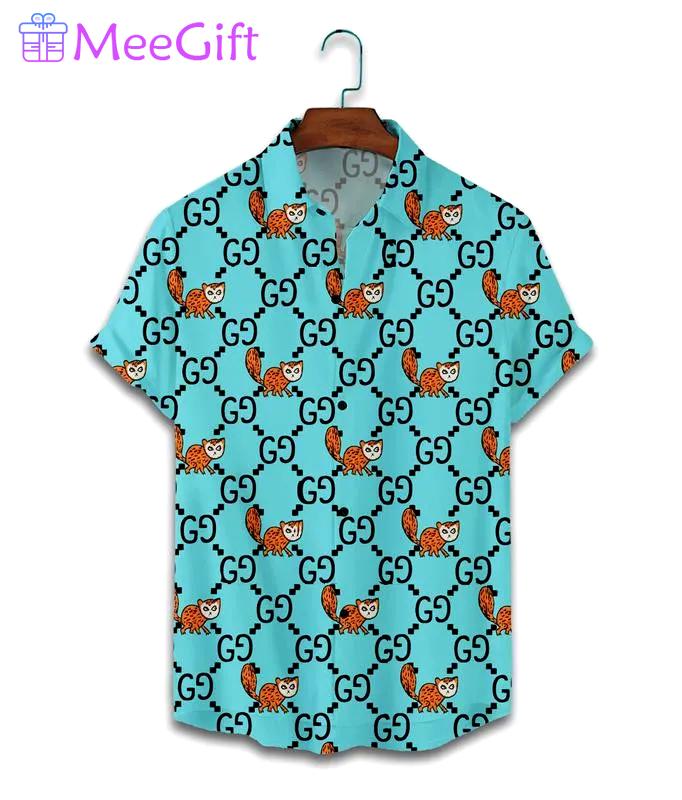 Gucci animal blue luxury brand fashion hawaii shirt for men 8 Hawaii Shirt