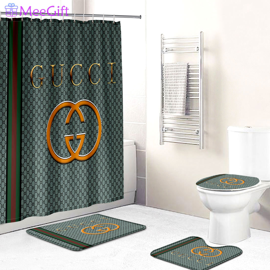 Gucci bath mat sets gray beige full bath mat sets shower curtain 135 Bathroom Set