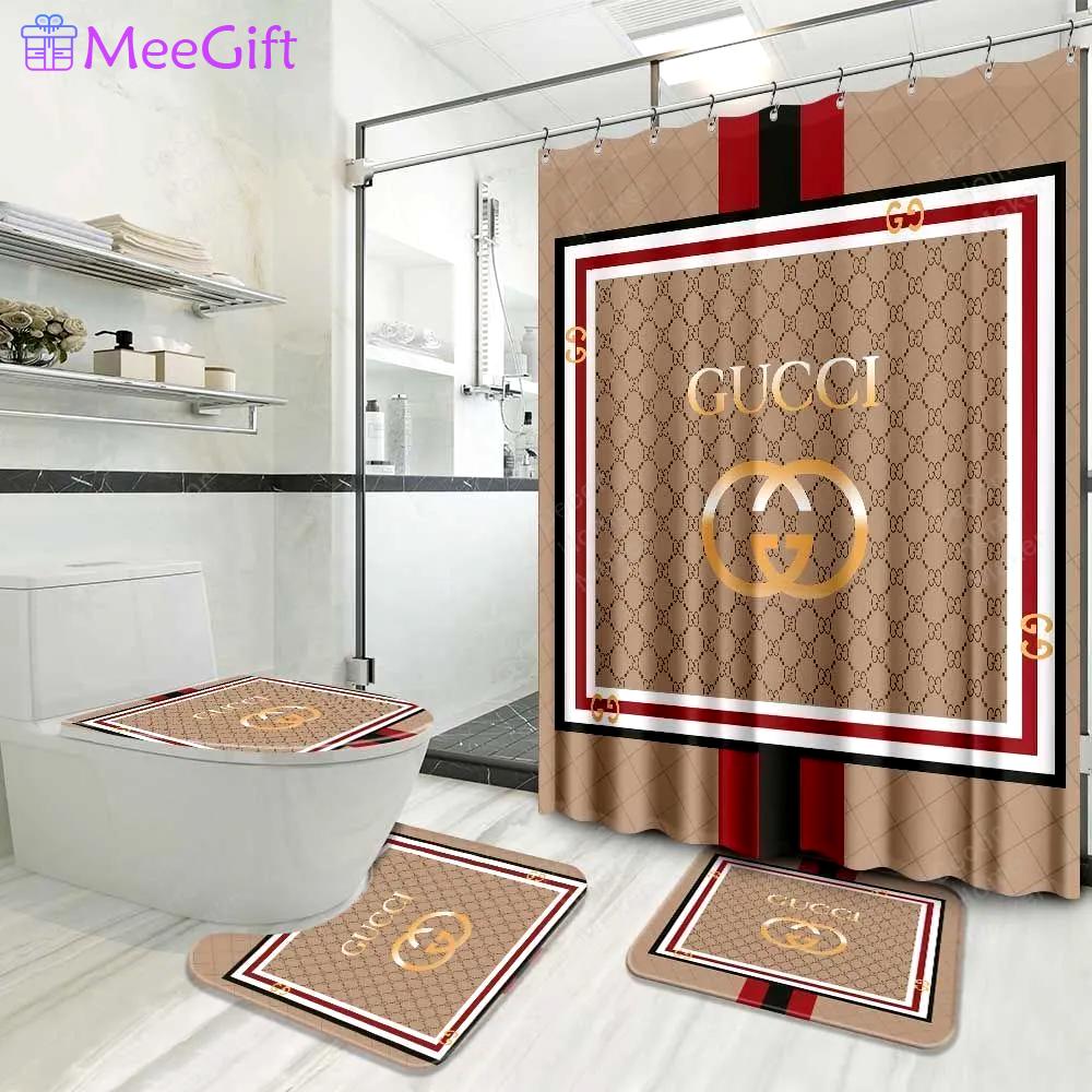 Gucci bathroom set luxury shower curtain waterproof luxury brand with logo gucci 8 178 Bathroom Set