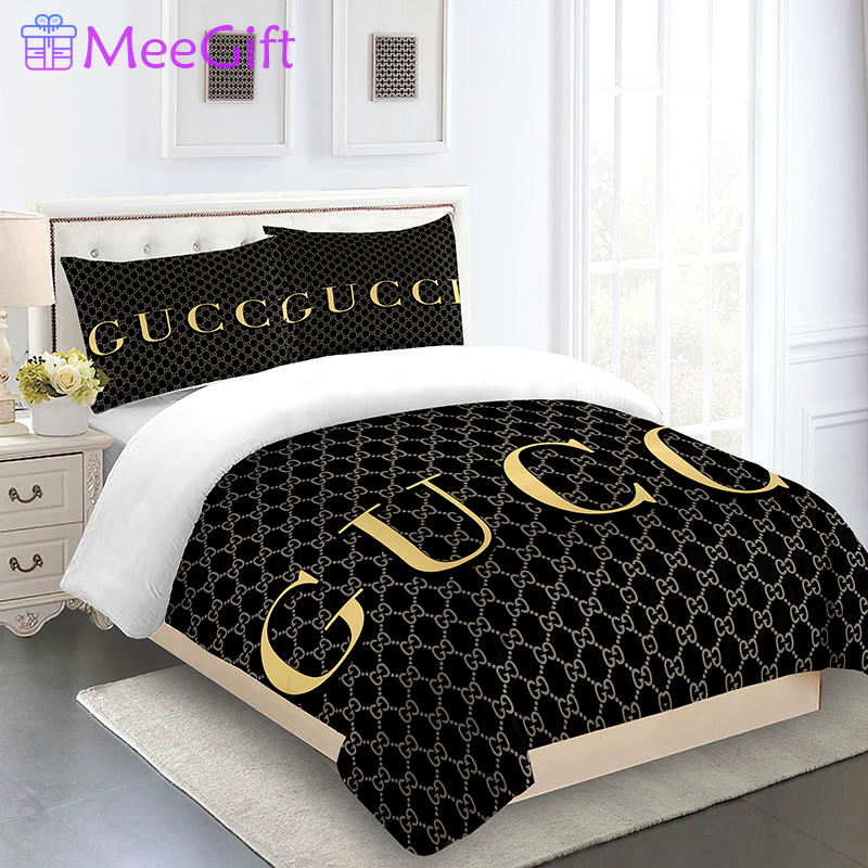Gucci bedding set black grey gold luxury bed sheets  home decoration Bedding Sets