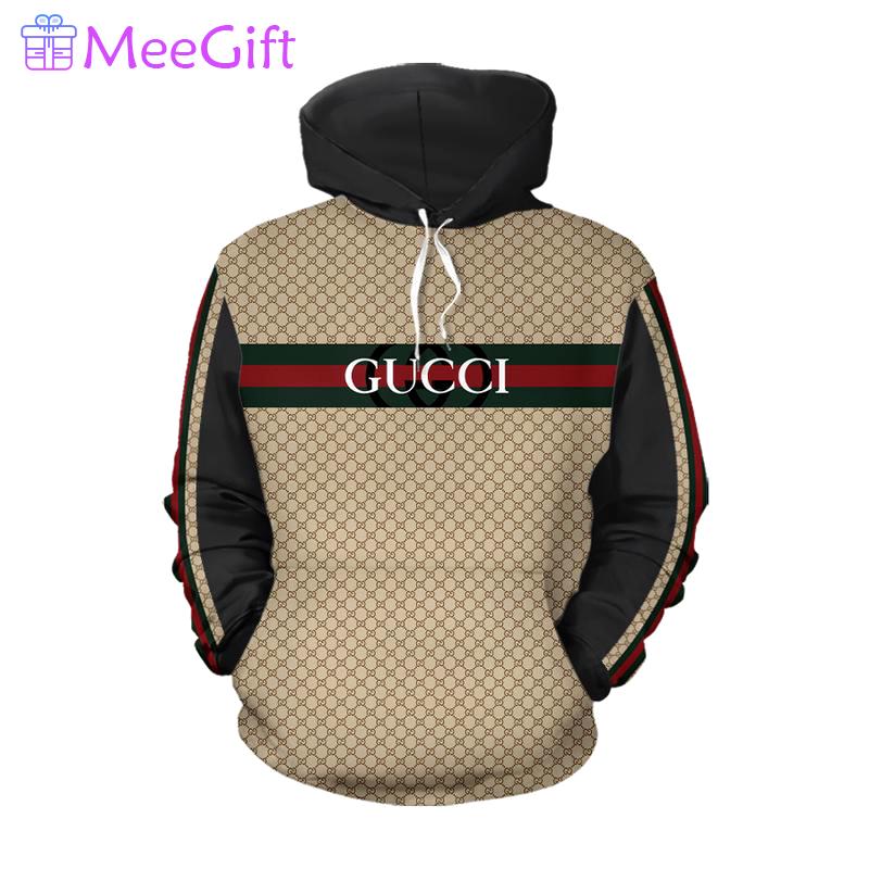 Gucci beige black luxury brand premium hoodie for men women Hoodie 3D
