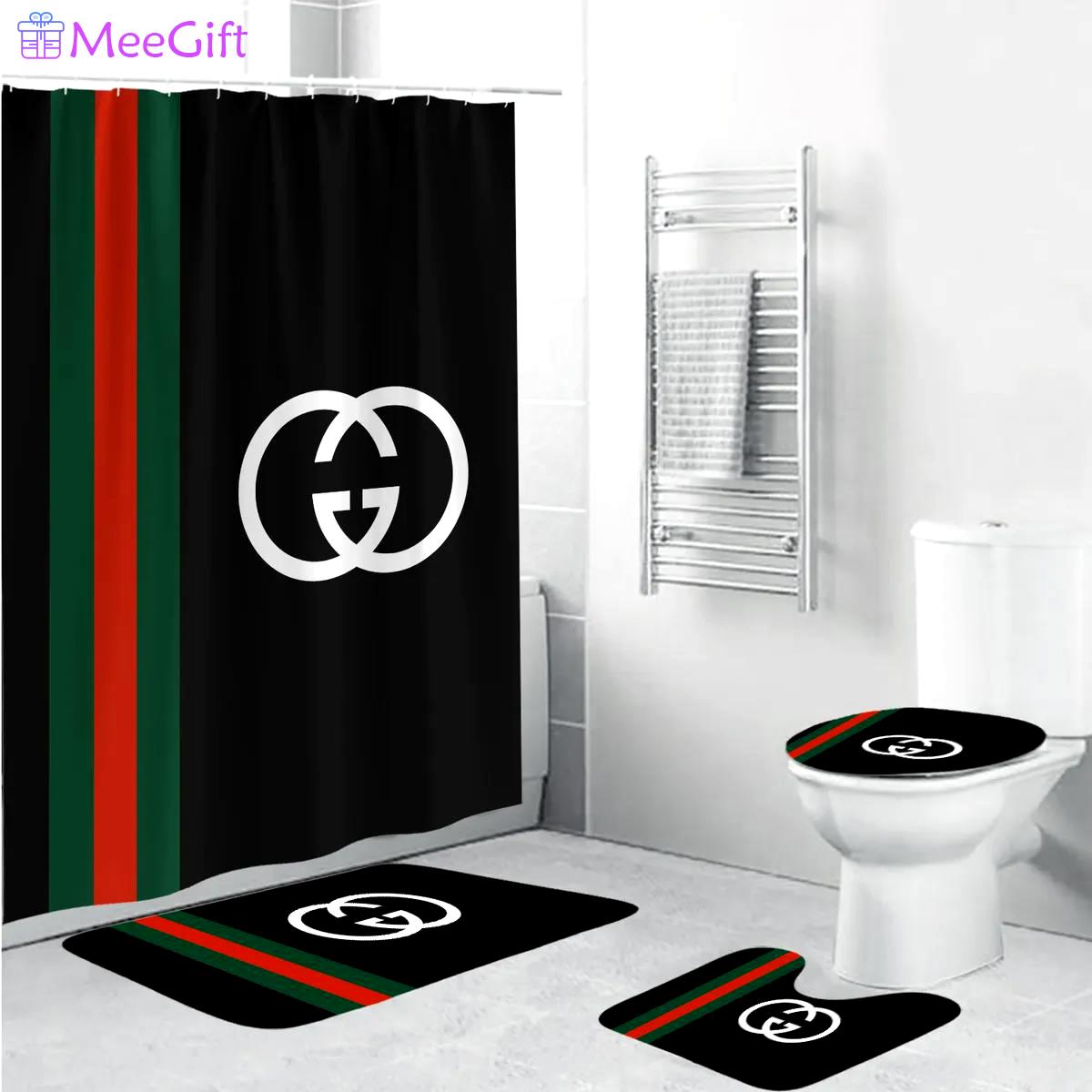 Gucci black bathroom set home decor bath mat luxury fashion brand hypebeast Bathroom Set