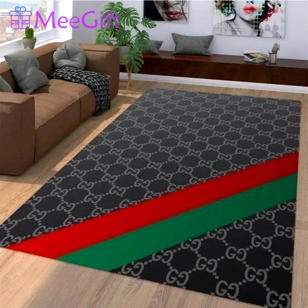 Gucci black logo type 1018. Upgrade Your Living Room with Luxury Home Decor: Area Carpets, Floor Decor, Door Mats, and Hot Gift Items with style a High-End Fashion Brand Rectangle Rug