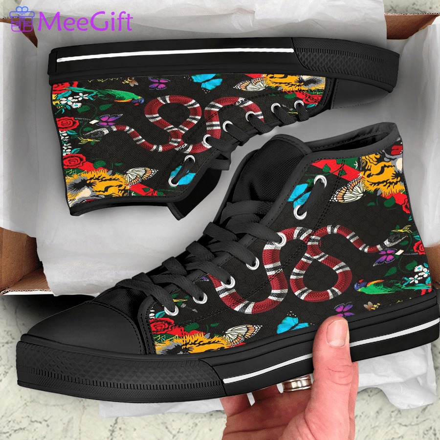 Gucci black snake high top canvas shoes sneakers hot best for men women hot 2023 24 High Top Canvas Shoes