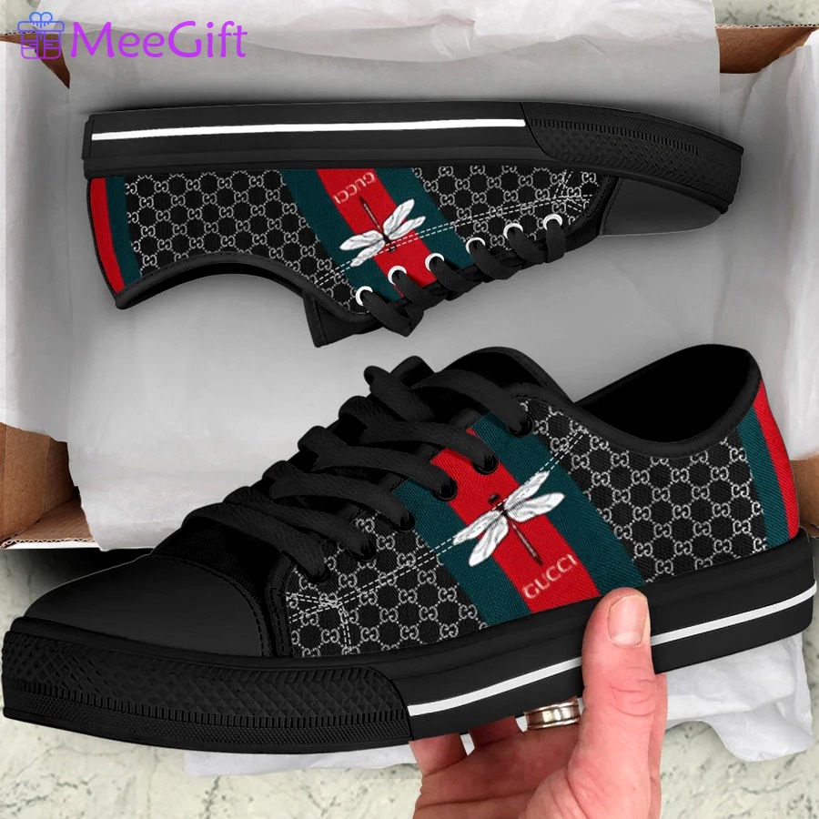 Gucci black stripe low top canvas shoes sneakers hot best for men women 106 lwcs Low Top Canvas Shoes