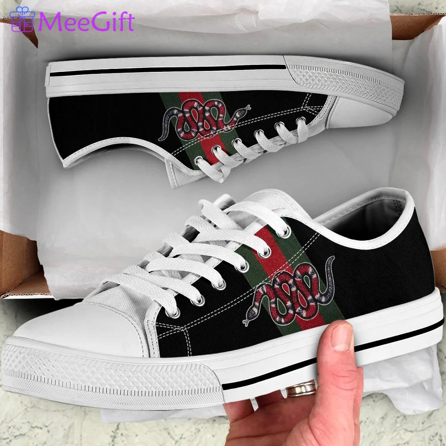 Gucci black white snake low top canvas shoes sneakers hot best for men women 91 lwcs Low Top Canvas Shoes