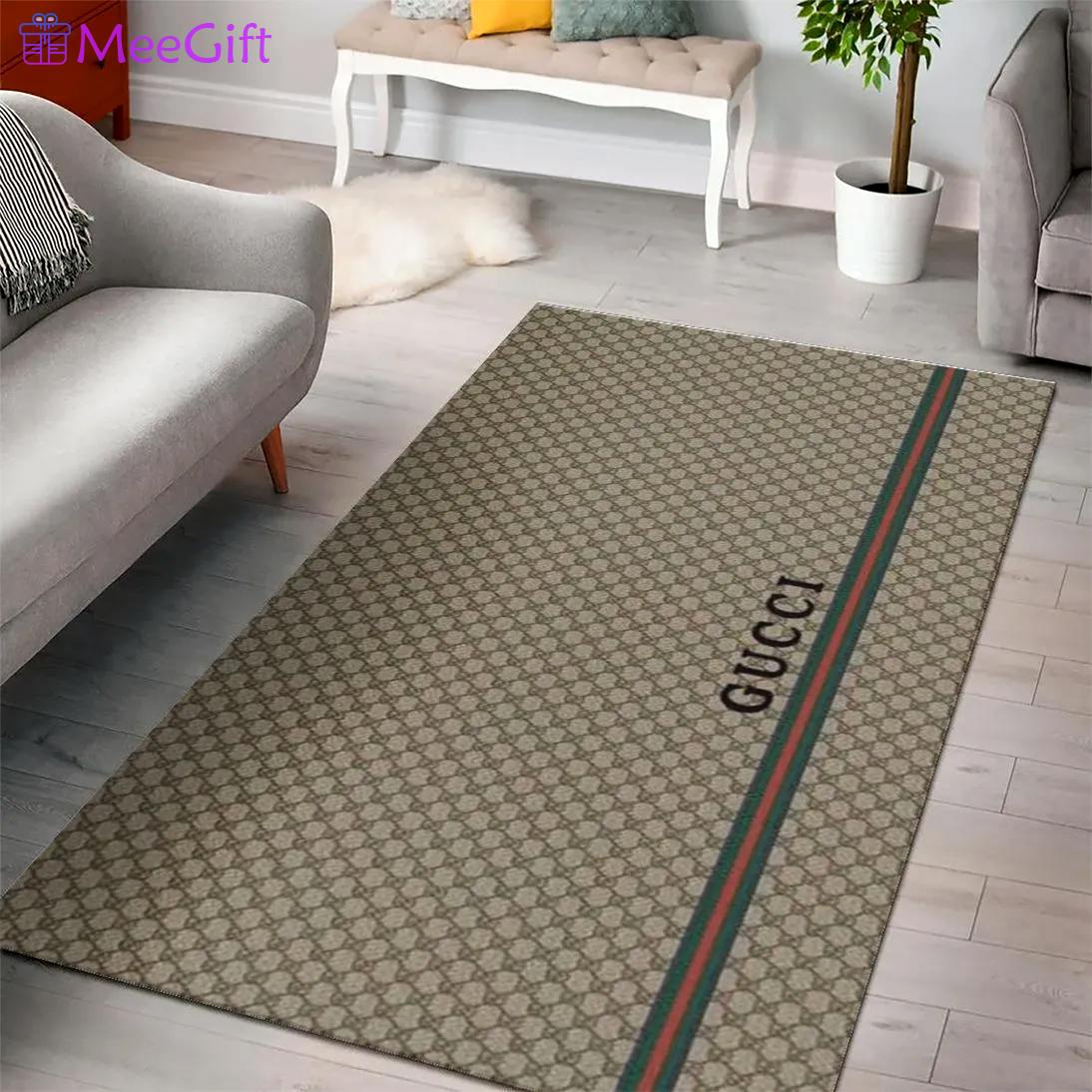 Gucci brown logo type 275. Upgrade Your Living Room with Luxury Home Decor: Area Carpets, Floor Decor, Door Mats, and Hot Gift Items with style a High-End Fashion Brand Rectangle Rug