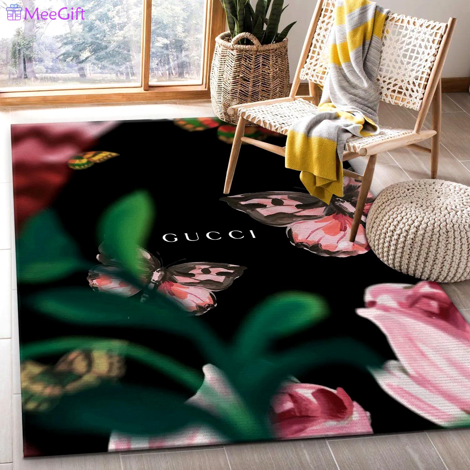 Gucci flower logo type 291. Upgrade Your Living Room with Luxury Home Decor: Area Carpets, Floor Decor, Door Mats, and Hot Gift Items with style a High-End Fashion Brand Rectangle Rug