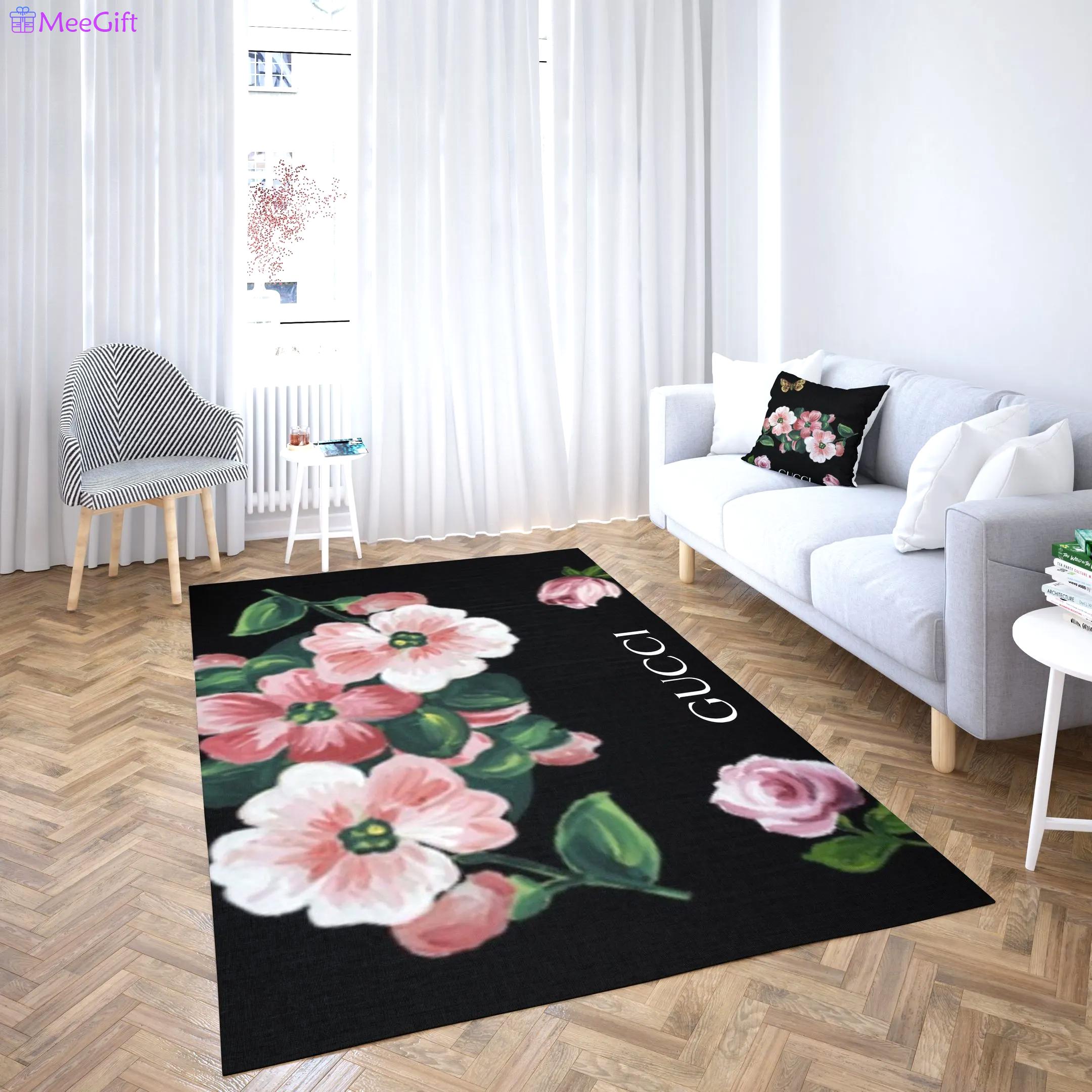Gucci flower logo type 997. Upgrade Your Living Room with Luxury Home Decor: Area Carpets, Floor Decor, Door Mats, and Hot Gift Items with style a High-End Fashion Brand Rectangle Rug