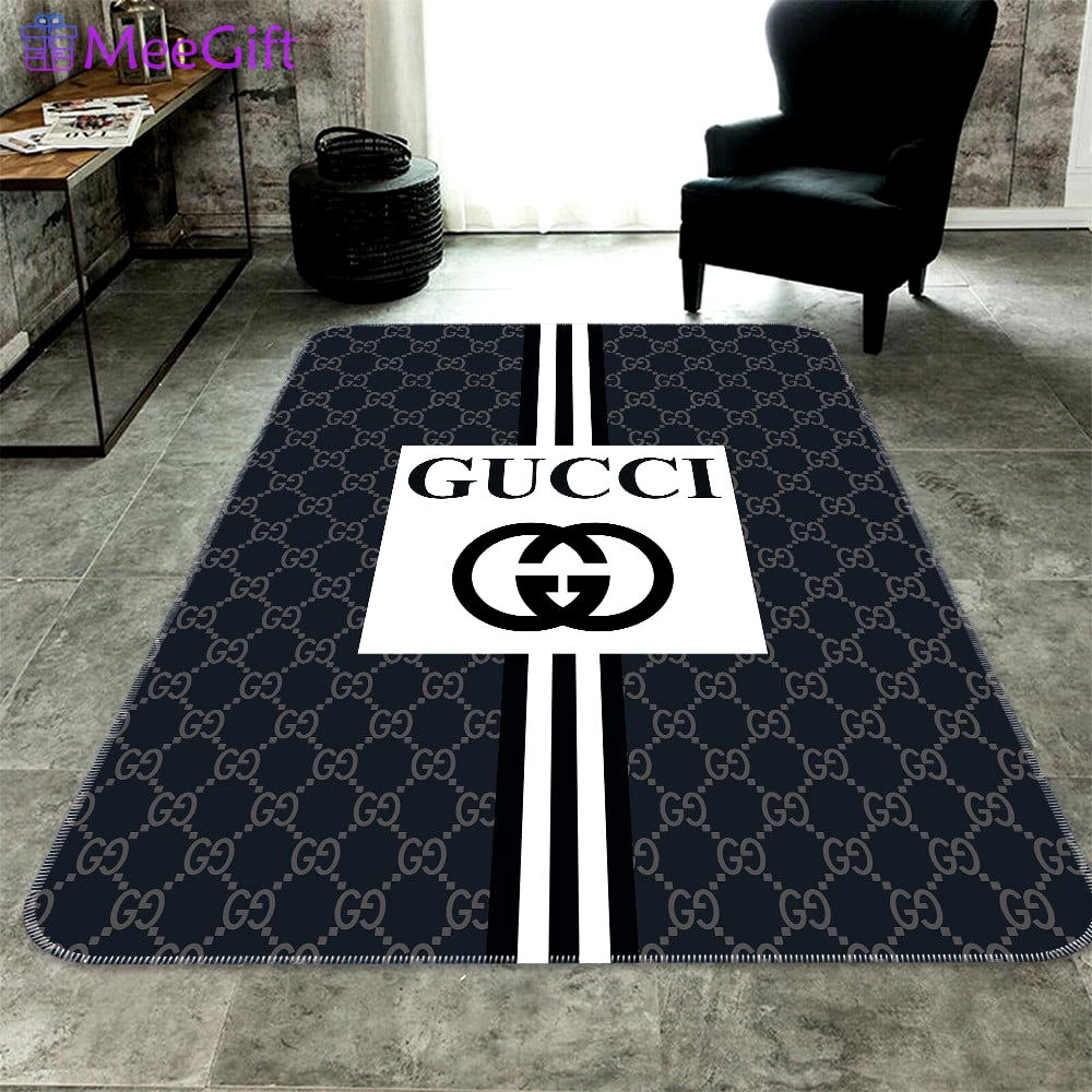 Gucci logo type 646. Upgrade Your Living Room with Luxury Home Decor: Area Carpets, Floor Decor, Door Mats, and Hot Gift Items with style a High-End Fashion Brand Rectangle Rug