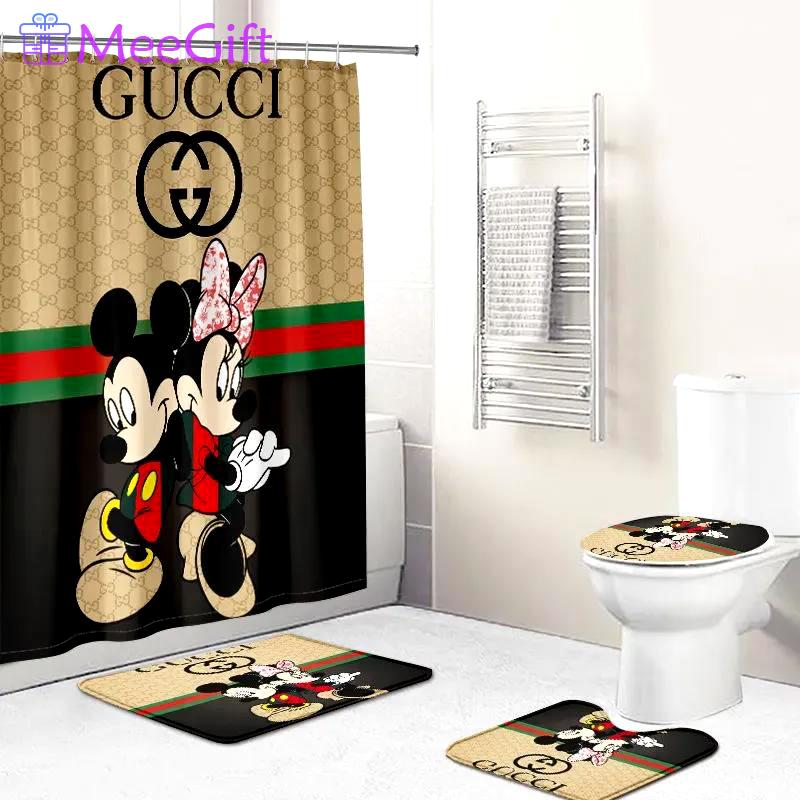 Gucci mickey mouse bathroom set hypebeast home decor luxury fashion brand bath mat Bathroom Set