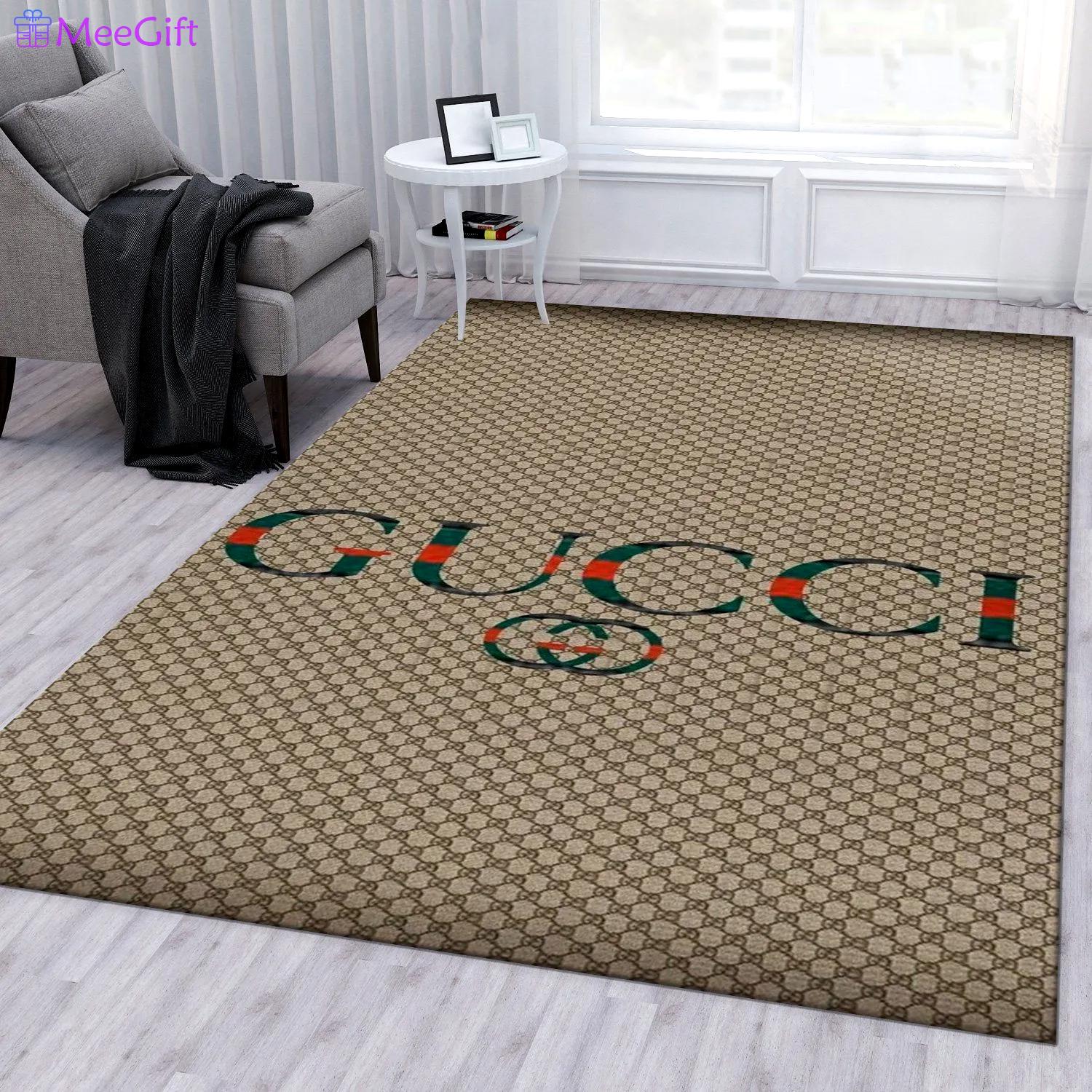 Gucci multicolor logo type 321. Upgrade Your Living Room with Luxury Home Decor: Area Carpets, Floor Decor, Door Mats, and Hot Gift Items with style a High-End Fashion Brand Rectangle Rug