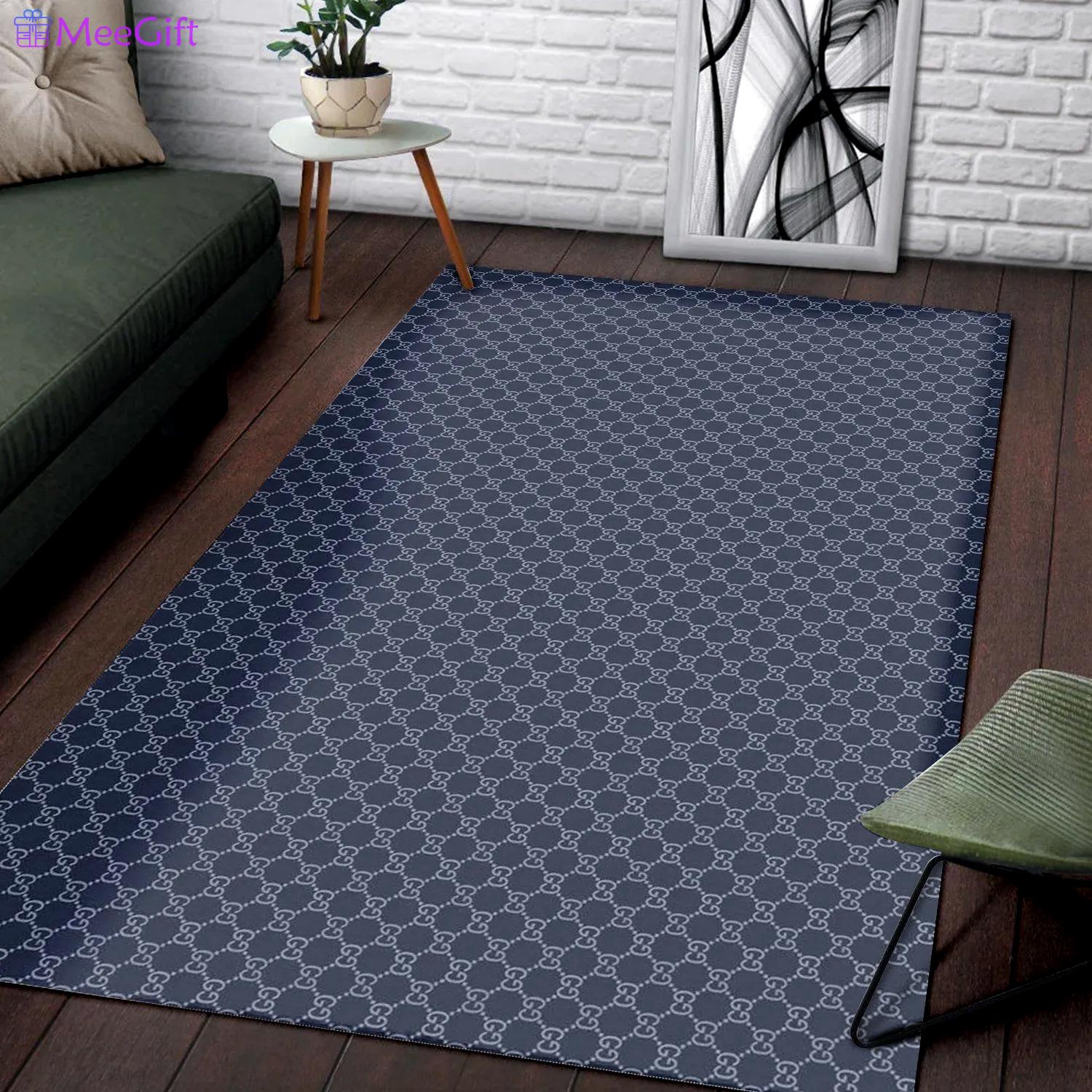 Gucci navy logo type 325. Upgrade Your Living Room with Luxury Home Decor: Area Carpets, Floor Decor, Door Mats, and Hot Gift Items with style a High-End Fashion Brand Rectangle Rug