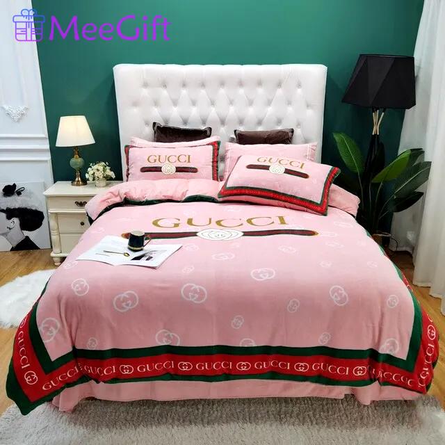 Gucci pink luxury brand bedding set bedspread duvet cover set home decorations Bedding Sets
