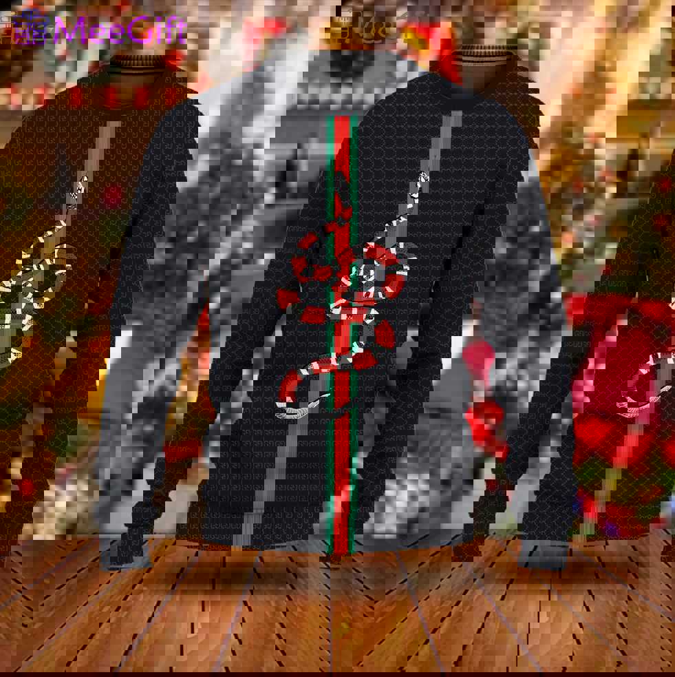 Gucci snake luxury ugly christmas sweater  hot 2024 style 297 Christmas Ugly Sweater