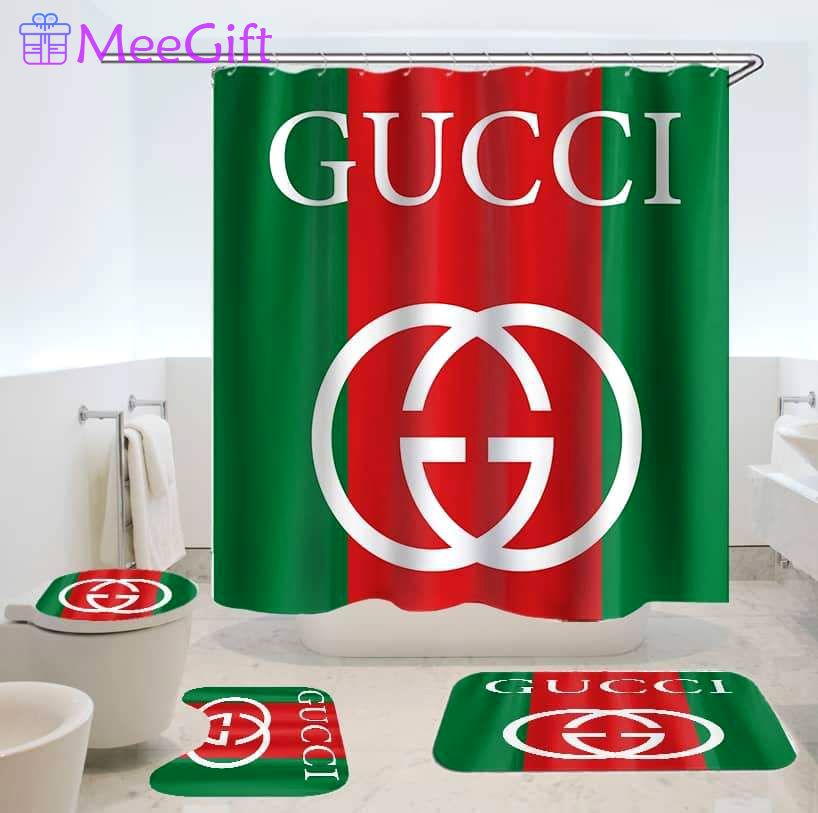 Gucci stripe luxury fashion brand bath mat home decor bathroom sets hypebeast Bathroom Set
