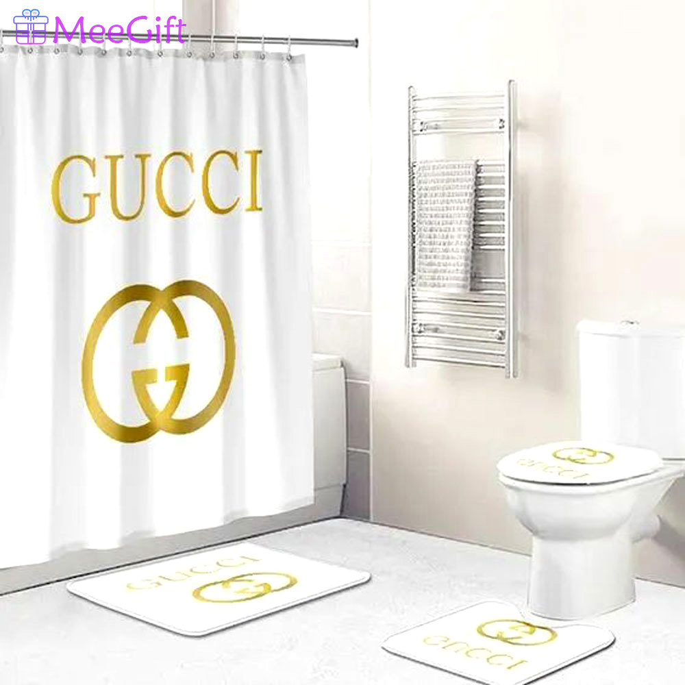 Gucci white bath mat hypebeast bathroom sets luxury fashion brand home decor Bathroom Set