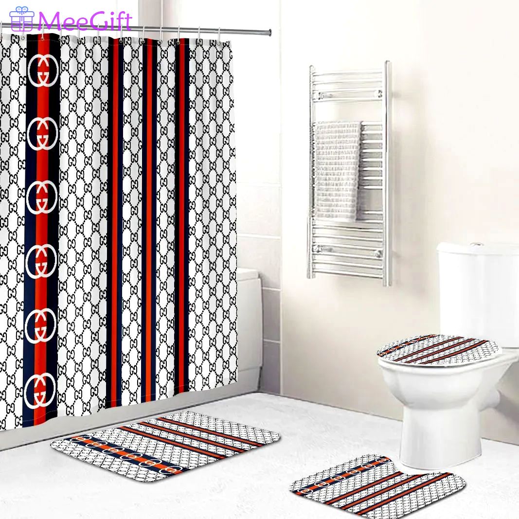 Gucci white hypebeast bath mat bathroom sets luxury fashion brand home decor Bathroom Set