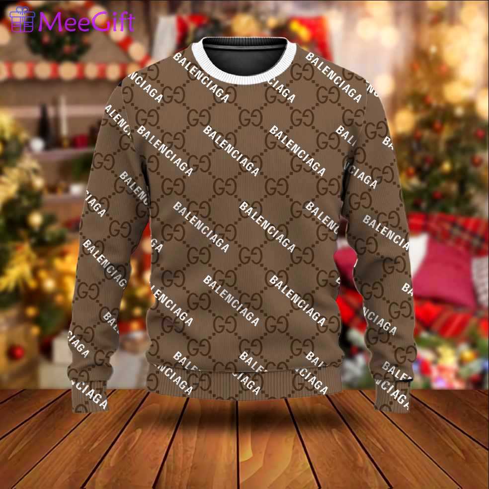 Gucci x balenciaga luxury ugly christmas sweaterhot 2025 style 498 Christmas Ugly Sweater