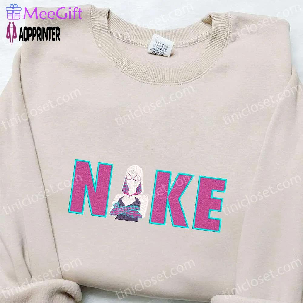 Gwen stacy x nike cartoon embroidered tshirt: marvel comic inspired shirt Embroidered Shirt