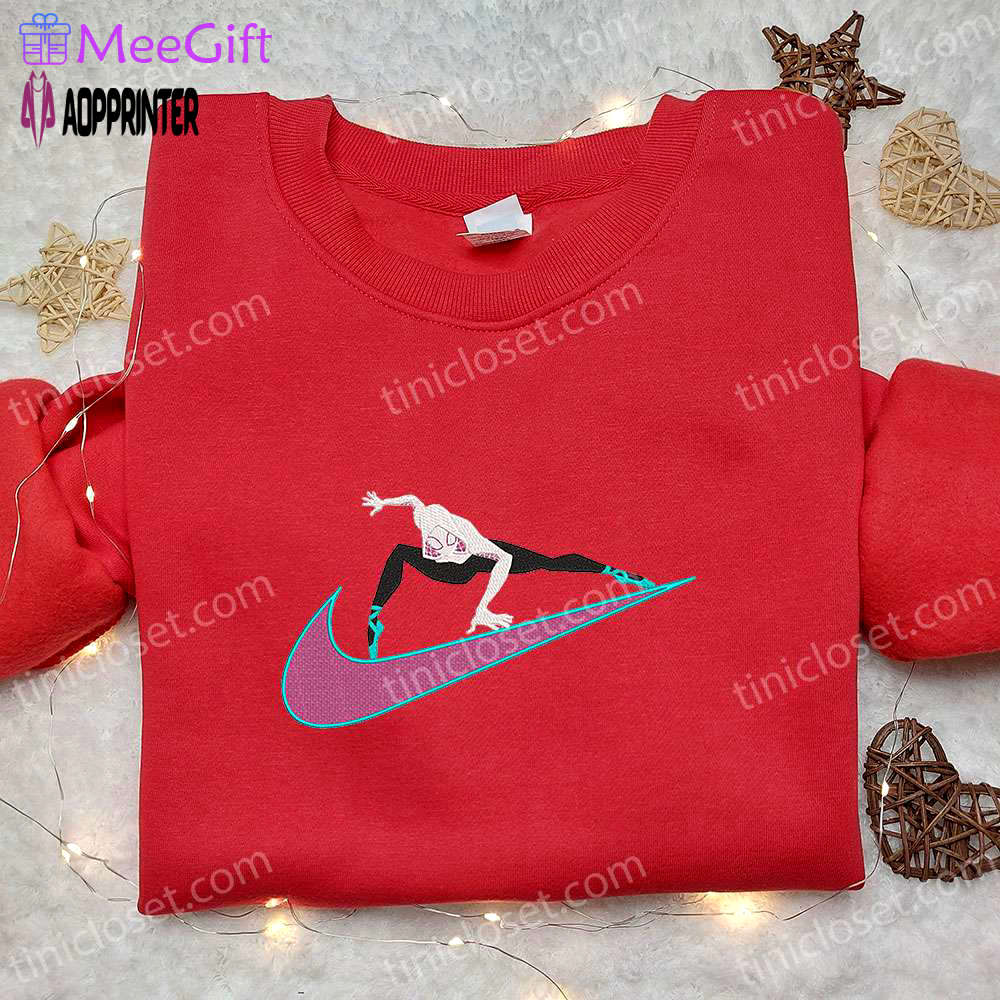 Gwen stacy x nike swoosh & marvel cosmic embroidered shirts – nike inspired marvel apparel Embroidered Shirt