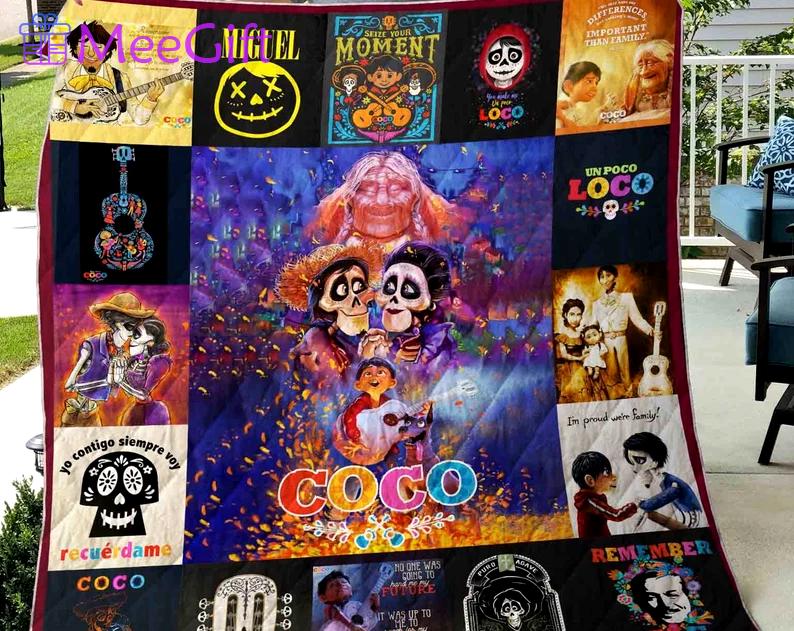 Halloween decorations coco fleece blanket, coco cartoon blanket, miguel coco blanket, birthday gifts for kids, christmas gifts, halloween gifts Quilt Blanket
