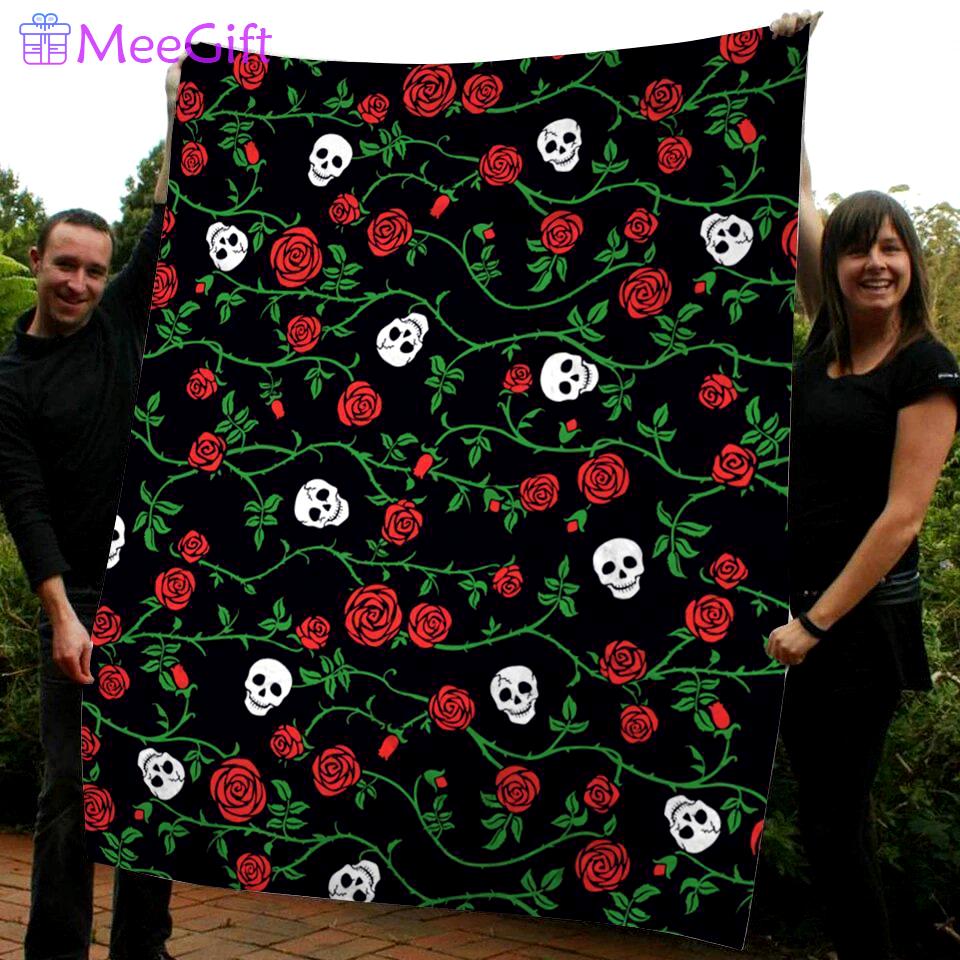 Halloween decorations halloween skull rose flower gift fleece blanket – quilt blanket fleece blanket, blanket sofa bed, 3d blanket Quilt Blanket