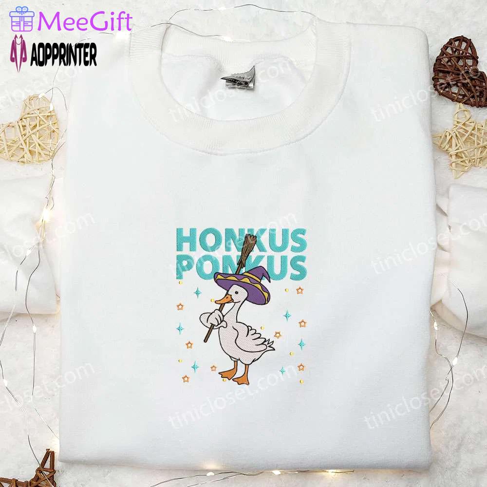 Halloween honkus ponkus silly goose embroidered shirt – spooktacular animal halloween shirt Embroidered Shirt