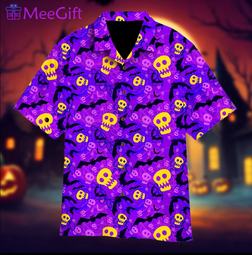 Halloween spooky night purple hawaiian shirts Hawaii Shirt Shorts & Flip Flops