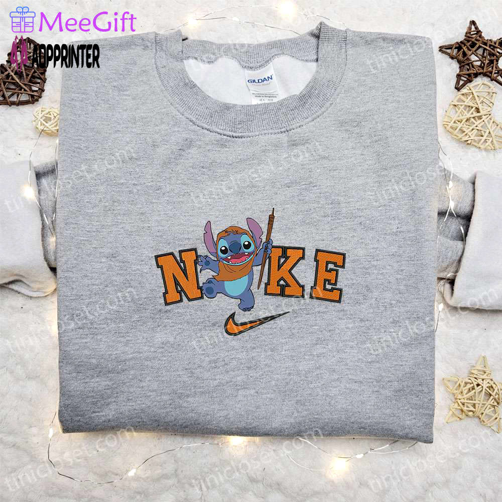 Halloween stitch x nike embroidered sweatshirt & disney characters shirt: best halloween gift ideas Embroidered Shirt