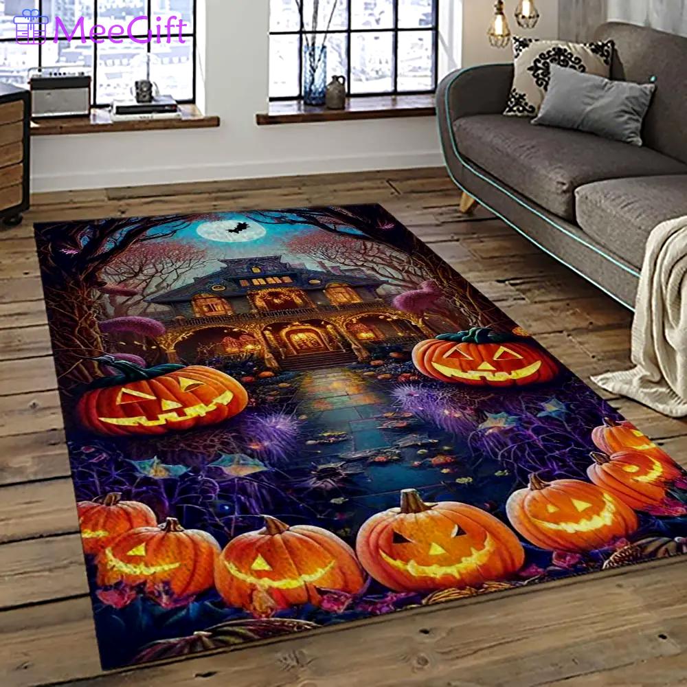 Halloween style pumpkin autumn retangle carpet area rug home decor halloween gift hal45 Rectangle Rug