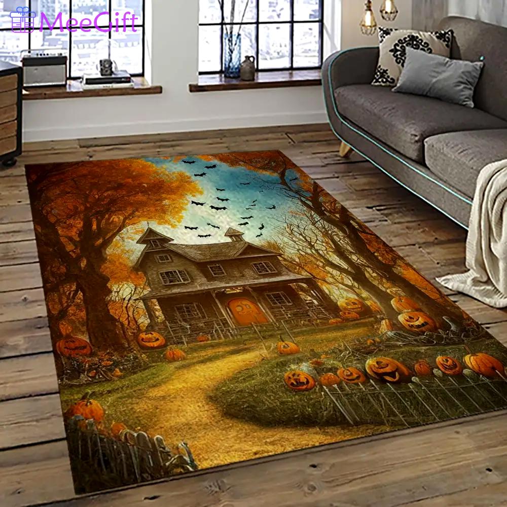 Halloween style pumpkin autumn retangle carpet area rug home decor halloween gift hal47 Rectangle Rug