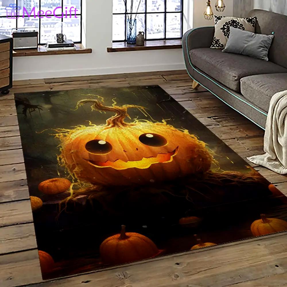 Halloween style pumpkin autumn retangle carpet area rug home decor halloween gift hal85 Rectangle Rug