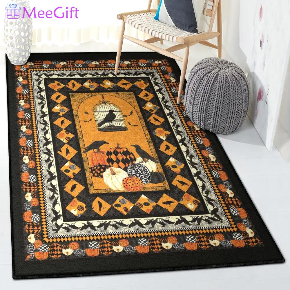 Halloween witch living room rugs, halloween raven rug Rectangle Rug