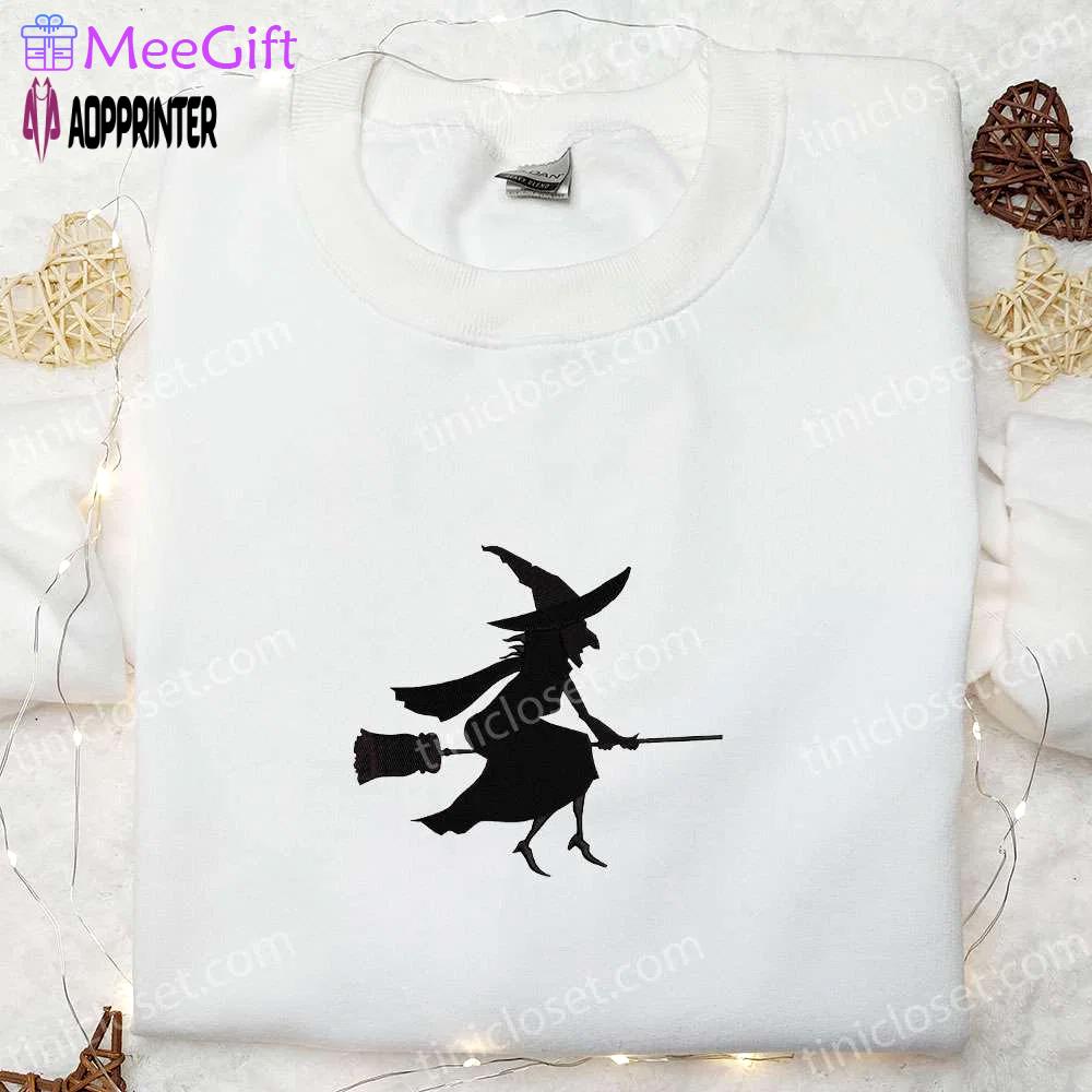 Halloween witch silhouette embroidered shirt – spirit halloween t-shirt perfect gift for halloween lovers Embroidered Shirt