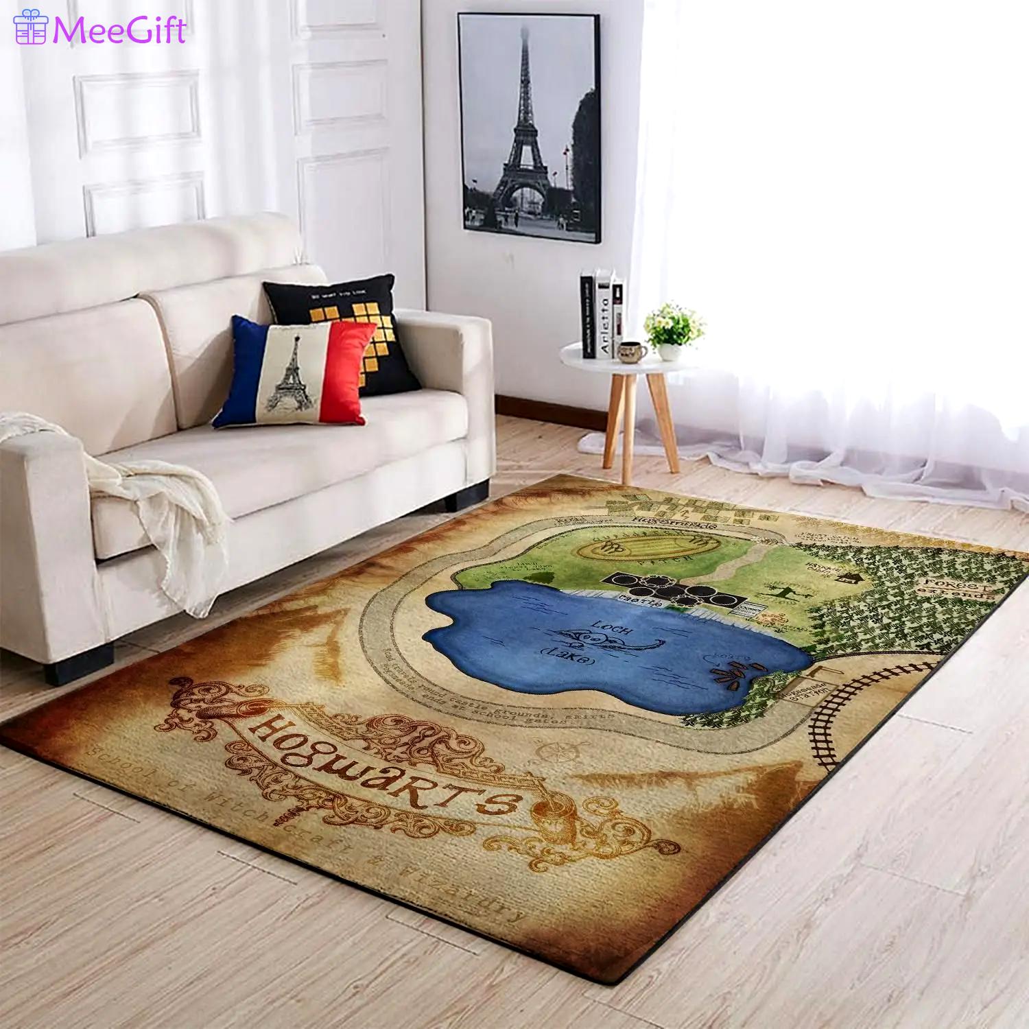 Harry potter hogwart map area rug living room rug home decor geeky carpet floor decor Rectangle Rug
