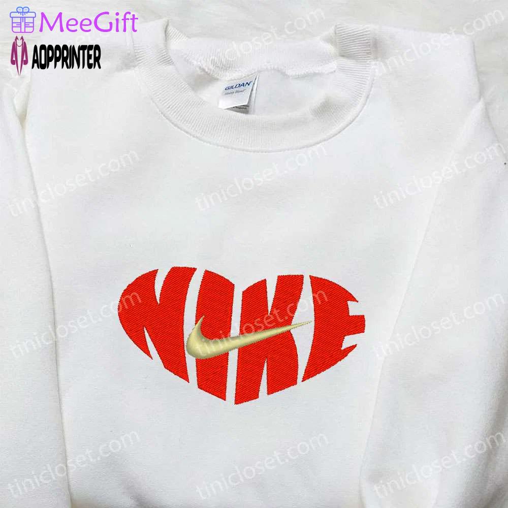 Heart x nike embroidered tshirt: best valentine s day gift – nike inspired shirt Embroidered Shirt