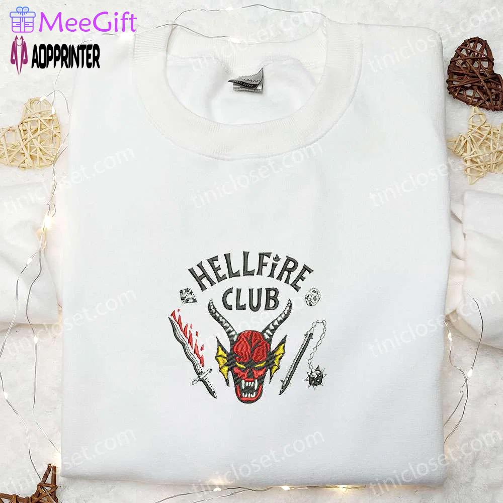 Hellfire club embroidered shirt: spooky halloween gift for lovers Embroidered Shirt