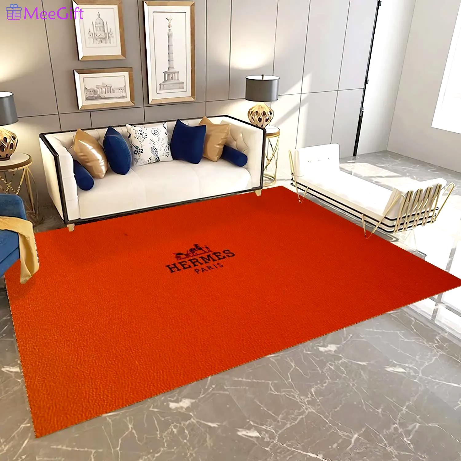 Hermes limited logo type 1113. Upgrade Your Living Room with Luxury Home Decor: Area Carpets, Floor Decor, Door Mats, and Hot Gift Items with style a High-End Fashion Brand Rectangle Rug
